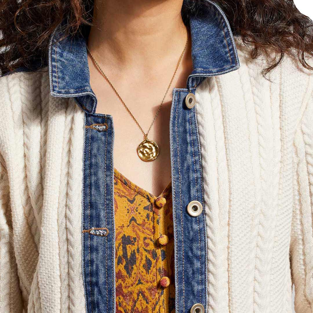 Tribal Women's Denim Trim Sweater Jacket