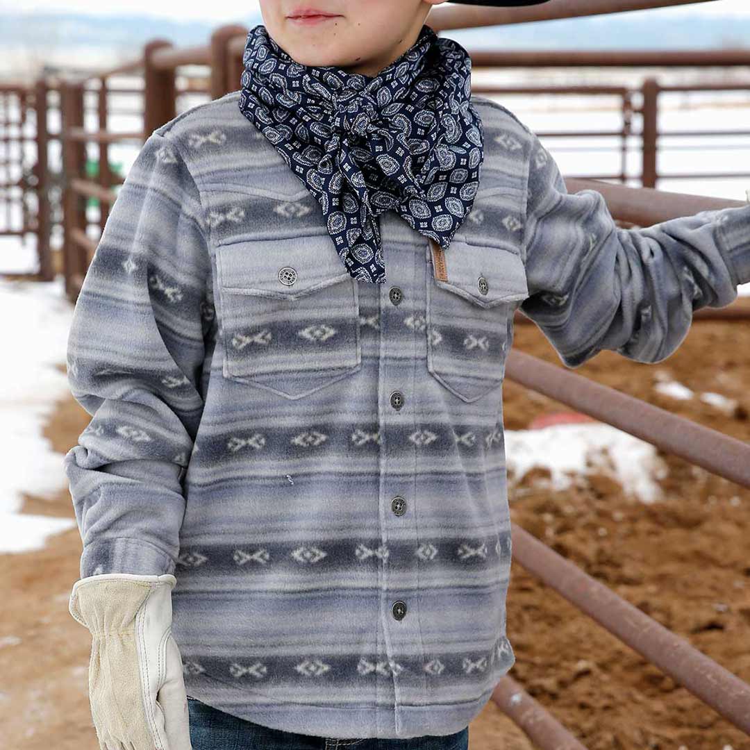 Cinch Boys' Blanket Stripe Polar Fleece Shirt Jacket