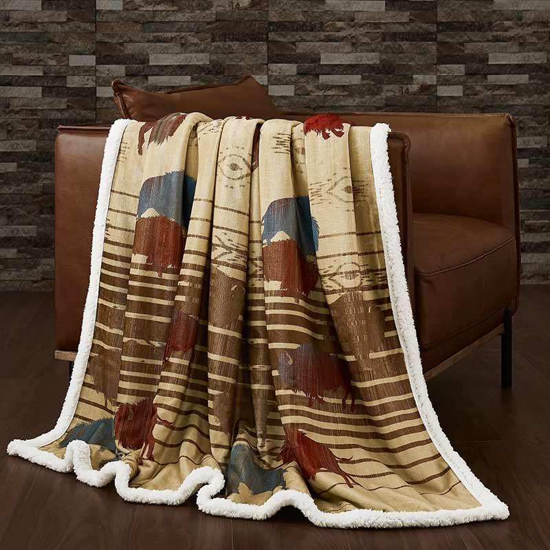Hi End Accents Home on the Range Campfire Sherpa Throw