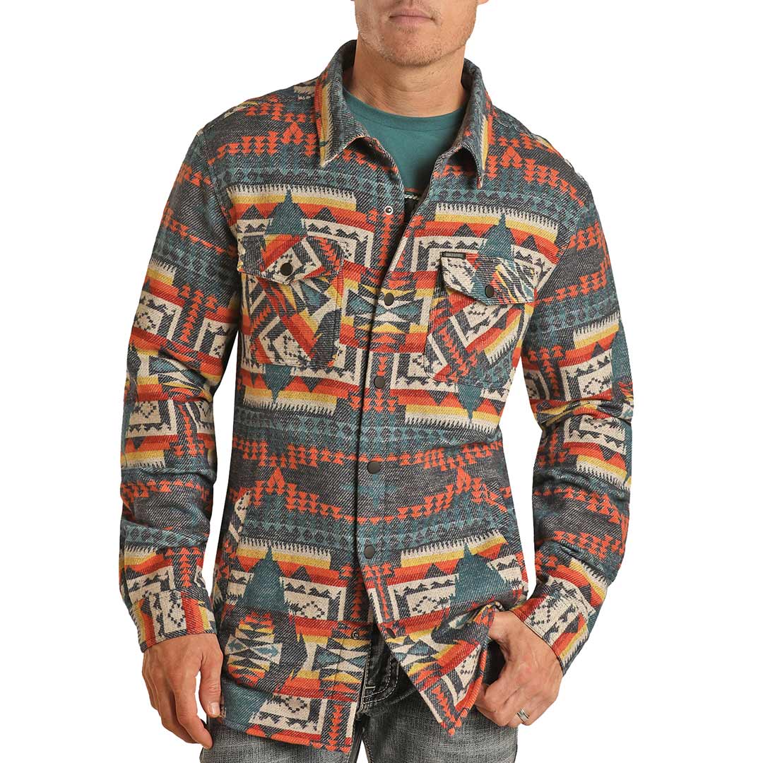 Rock & Roll Cowboy Men's Aztec Print Shirt Jacket