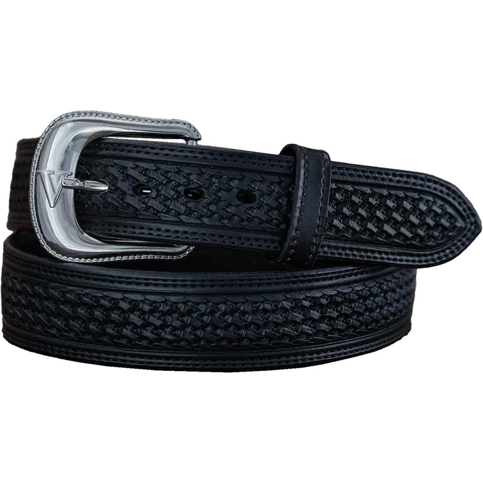 Vogt Silversmiths Men's Basketweave Tooled Belt