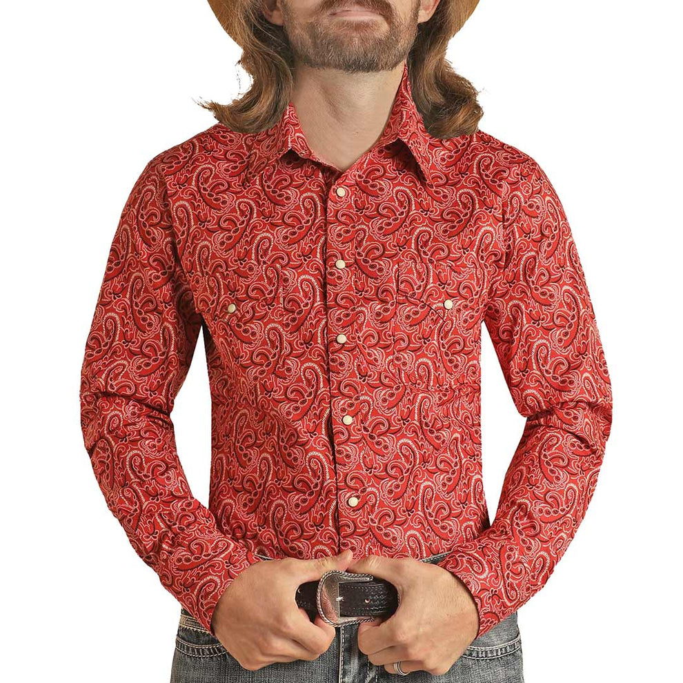 Dale Brisby Men's Bandana Print Snap Shirt