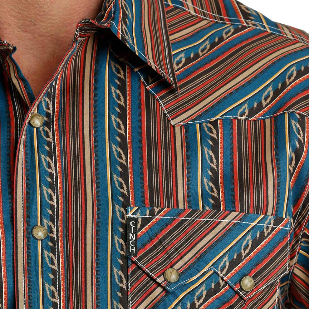 Cinch Men's Modern Fit Stripe Print Snap Shirt