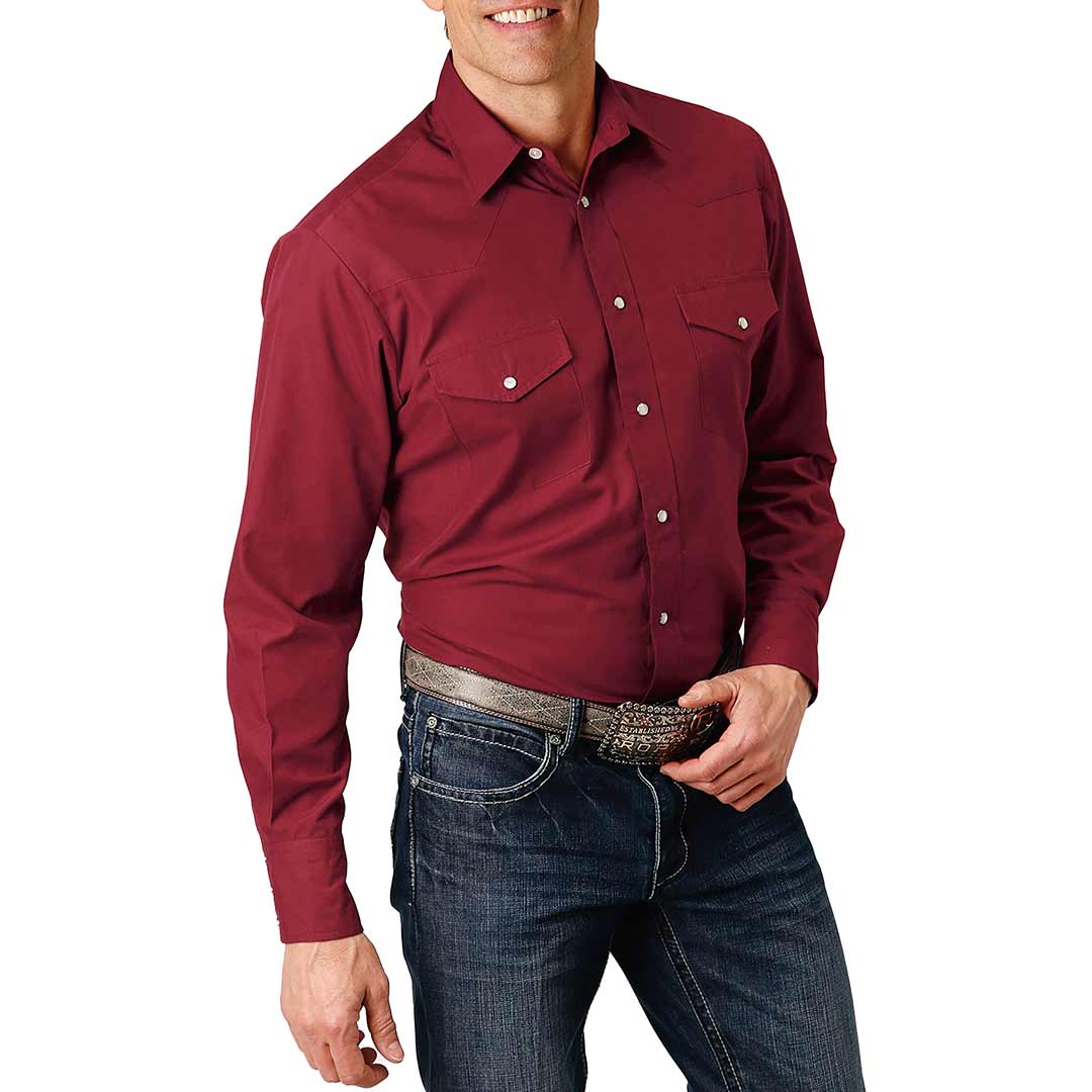 Roper Men's Solid Broadcloth Snap Shirt