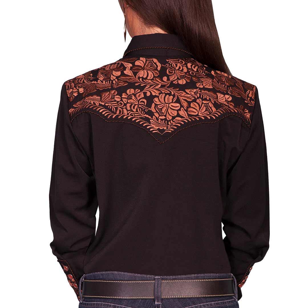 Scully Women's Floral Embroidered Western Dress Shirt
