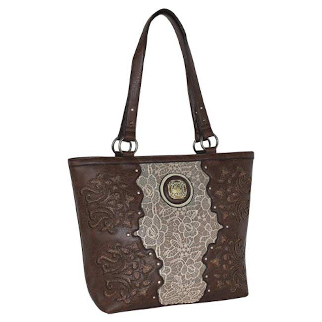 Justin Lace Panel Glitter Inlay Tote Bag