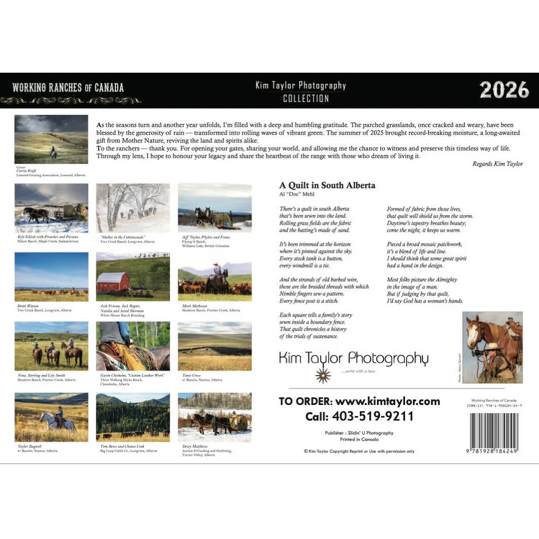 Calendrier mural Kim Taylor Working Ranches of Canada 2026