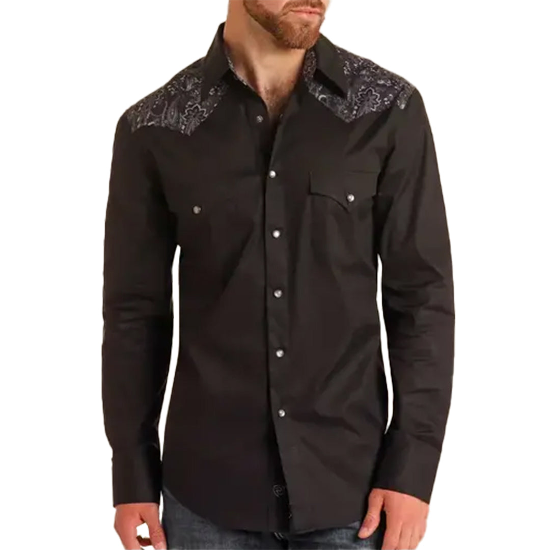 Chemise à manches longues et à boutons-pression Rock & Roll Denim Paisley Yolk Western