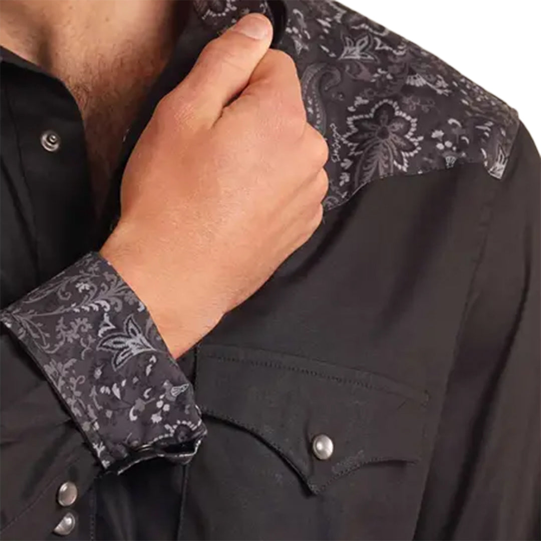 Chemise à manches longues et à boutons-pression Rock & Roll Denim Paisley Yolk Western