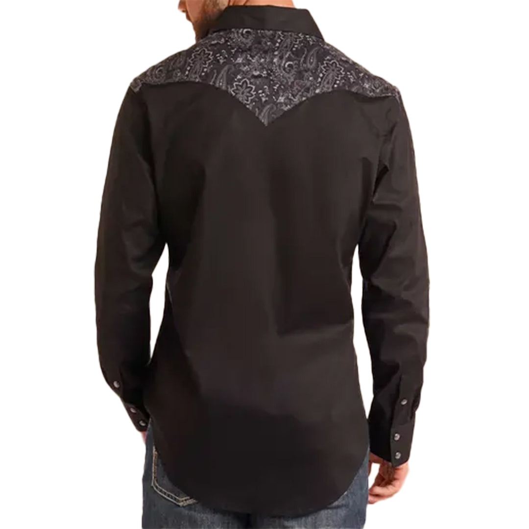 Chemise à manches longues et à boutons-pression Rock & Roll Denim Paisley Yolk Western