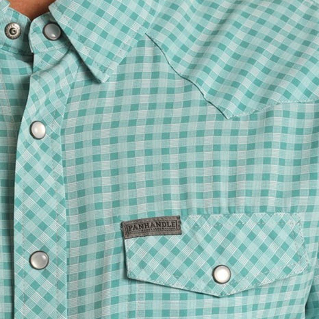 Panhandle Men's Plaid Snap Shirt In Turquoise