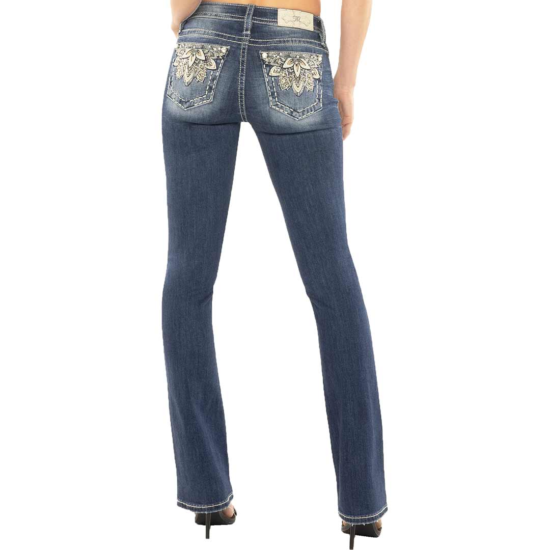Miss Me Women's Metallic Floral Bootcut Jeans