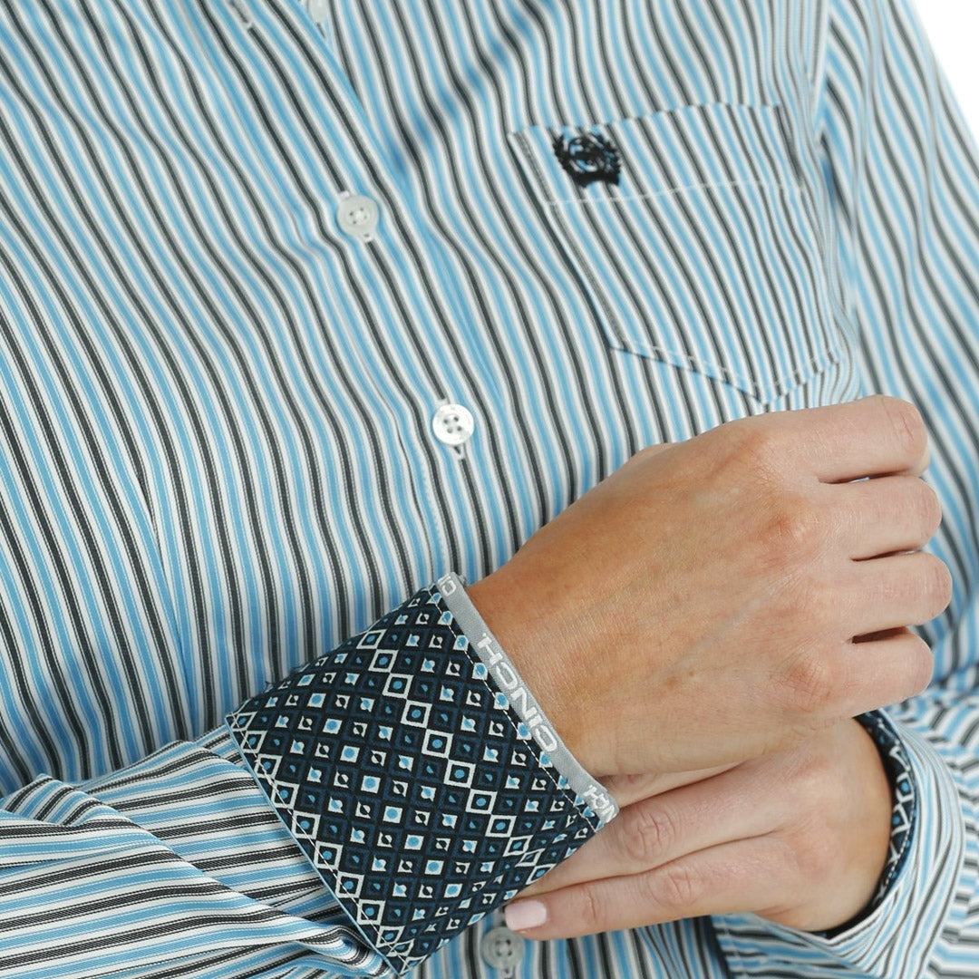 Cinch Women's Tencel Stripe Print Button-Down Shirt