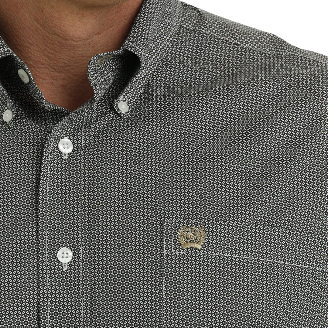 Cinch Men's Geometric Hex Print Button-Down Shirt In White