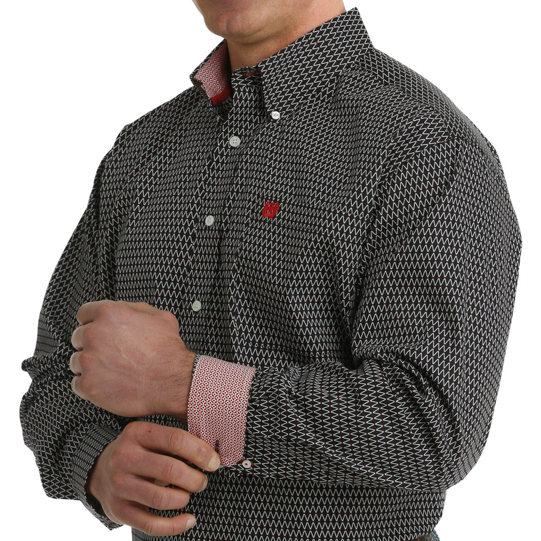 Cinch Men's Geometric Hex Print Button-Down Shirt In Black