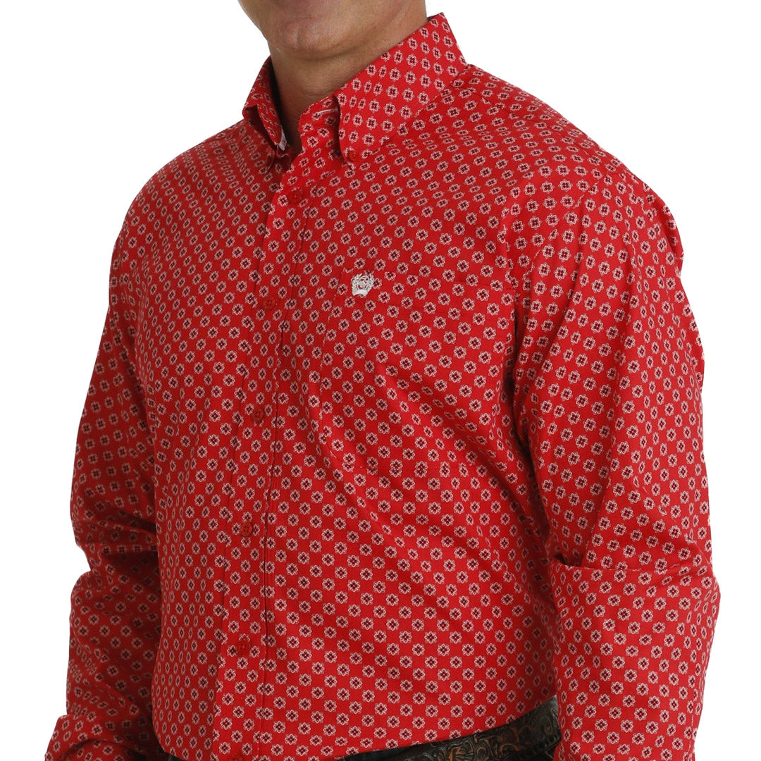 Cinch Men's Geometric Hex Print Long Sleeve Button-Down Shirt