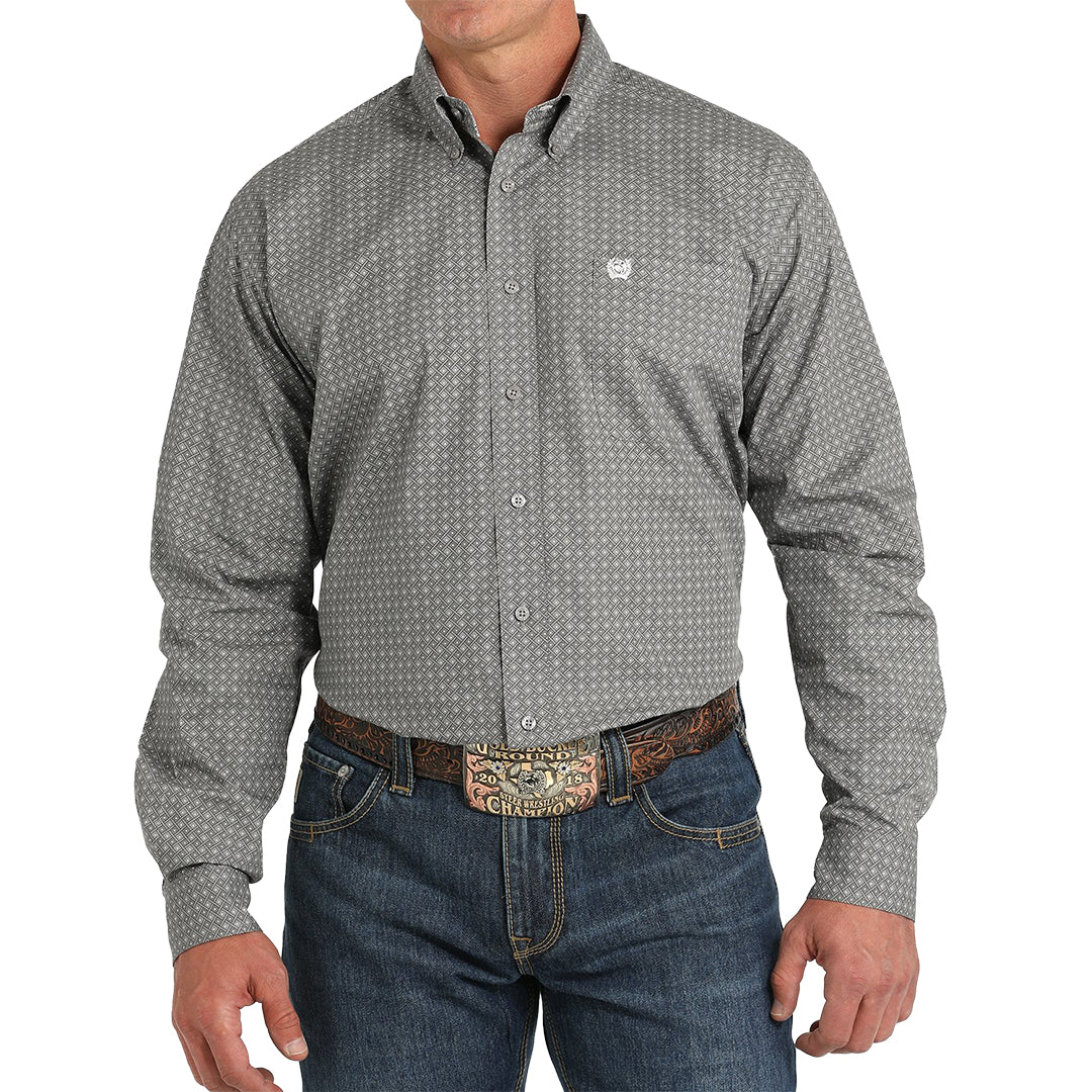 Chemise boutonnée à manches longues imprimé géométrique Cinch pour homme