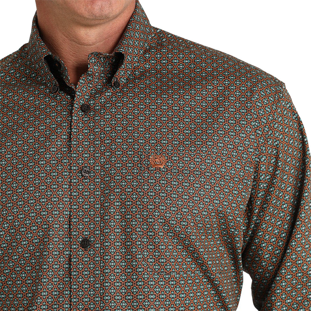 Chemise boutonnée à manches longues imprimé géométrique Cinch pour homme