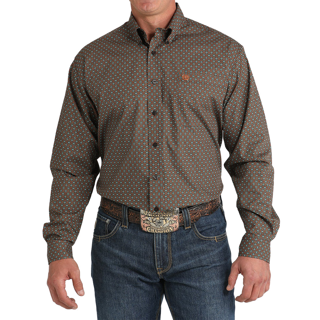 Chemise boutonnée à manches longues imprimé géométrique Cinch pour homme