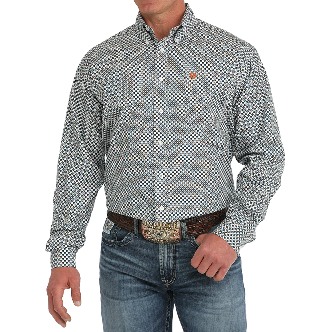 Chemise boutonnée à manches longues et imprimé géométrique Cinch pour homme