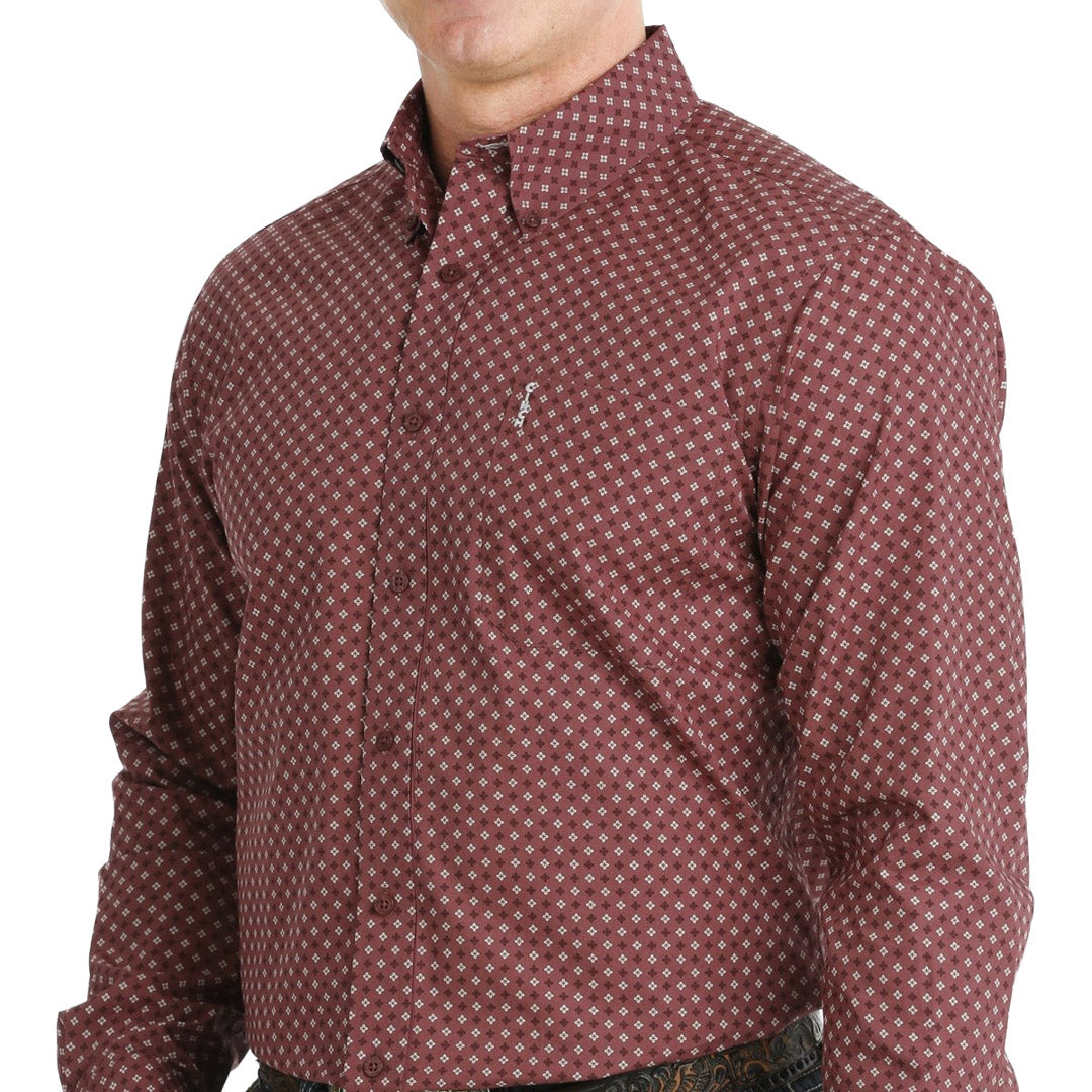 Cinch Men's Modern Fit Button-Down Shirt In Burgundy