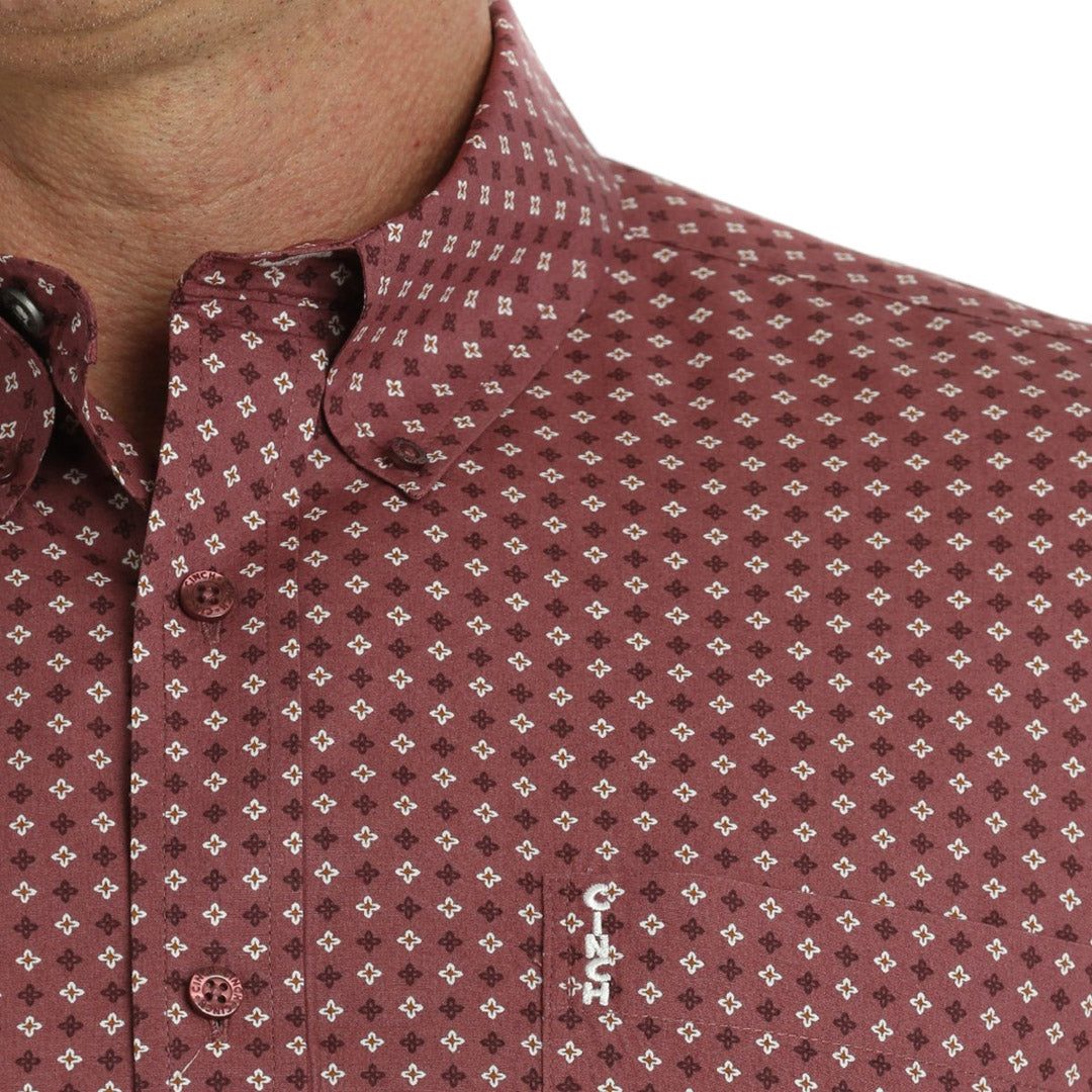 Cinch Men's Modern Fit Button-Down Shirt In Burgundy