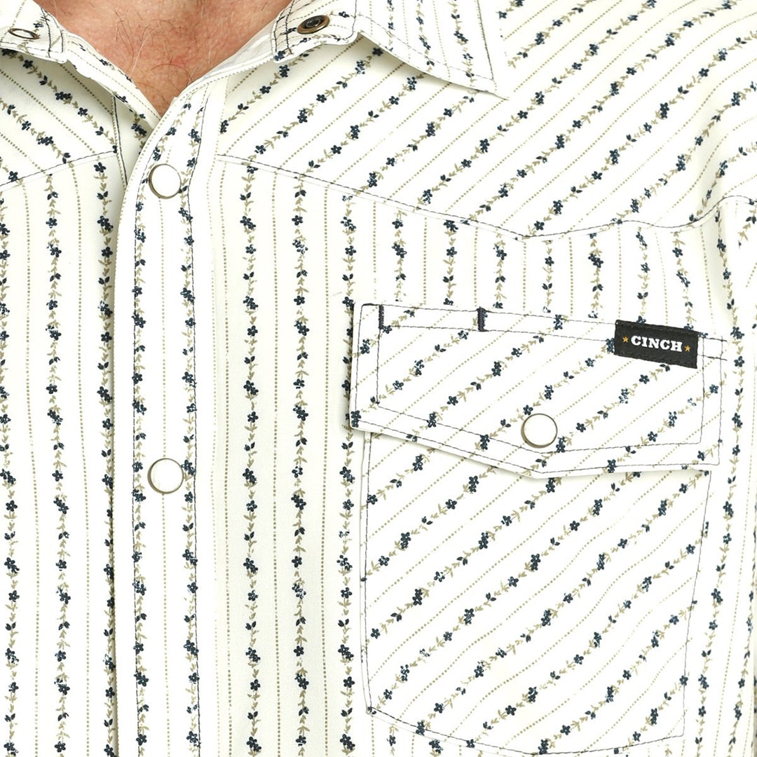 Cinch Men's Vintage Floral Western Camp Short Sleeve Snap Shirt