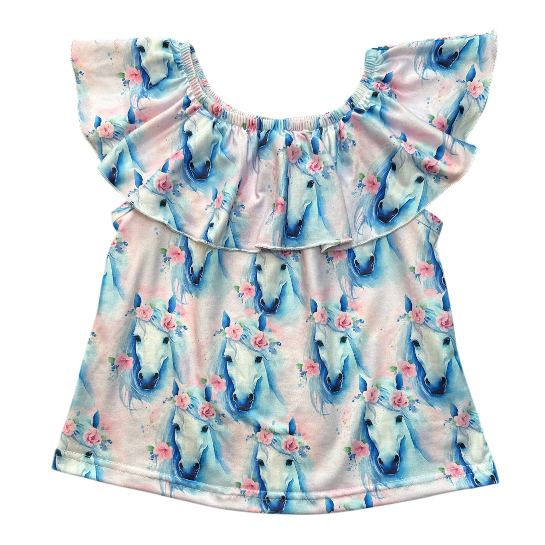 Shea Baby Baby Girls' Dreamy Horse Off The Shoulder Top