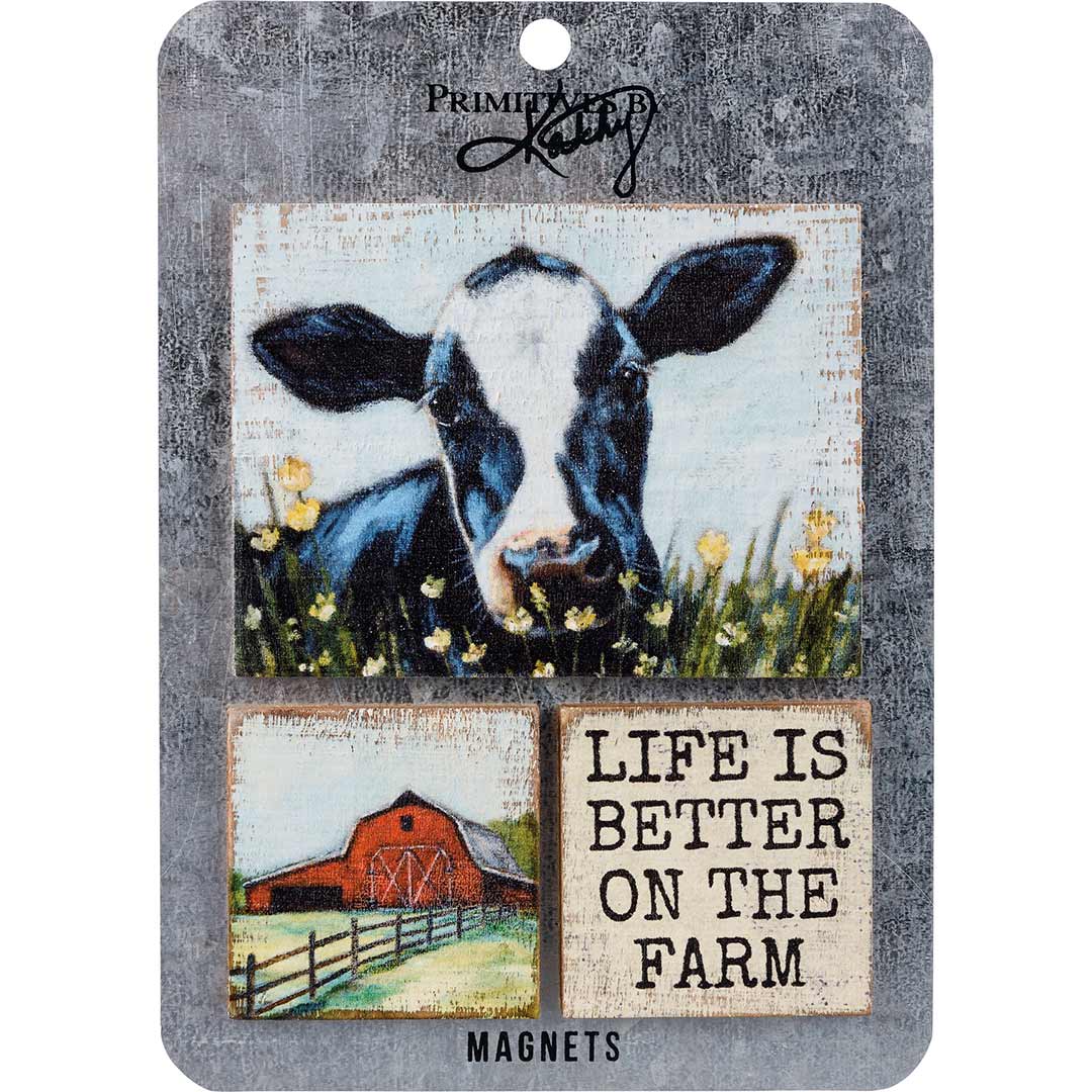 Primitives By Kathy Life Is Better On The Farm Magnet Set