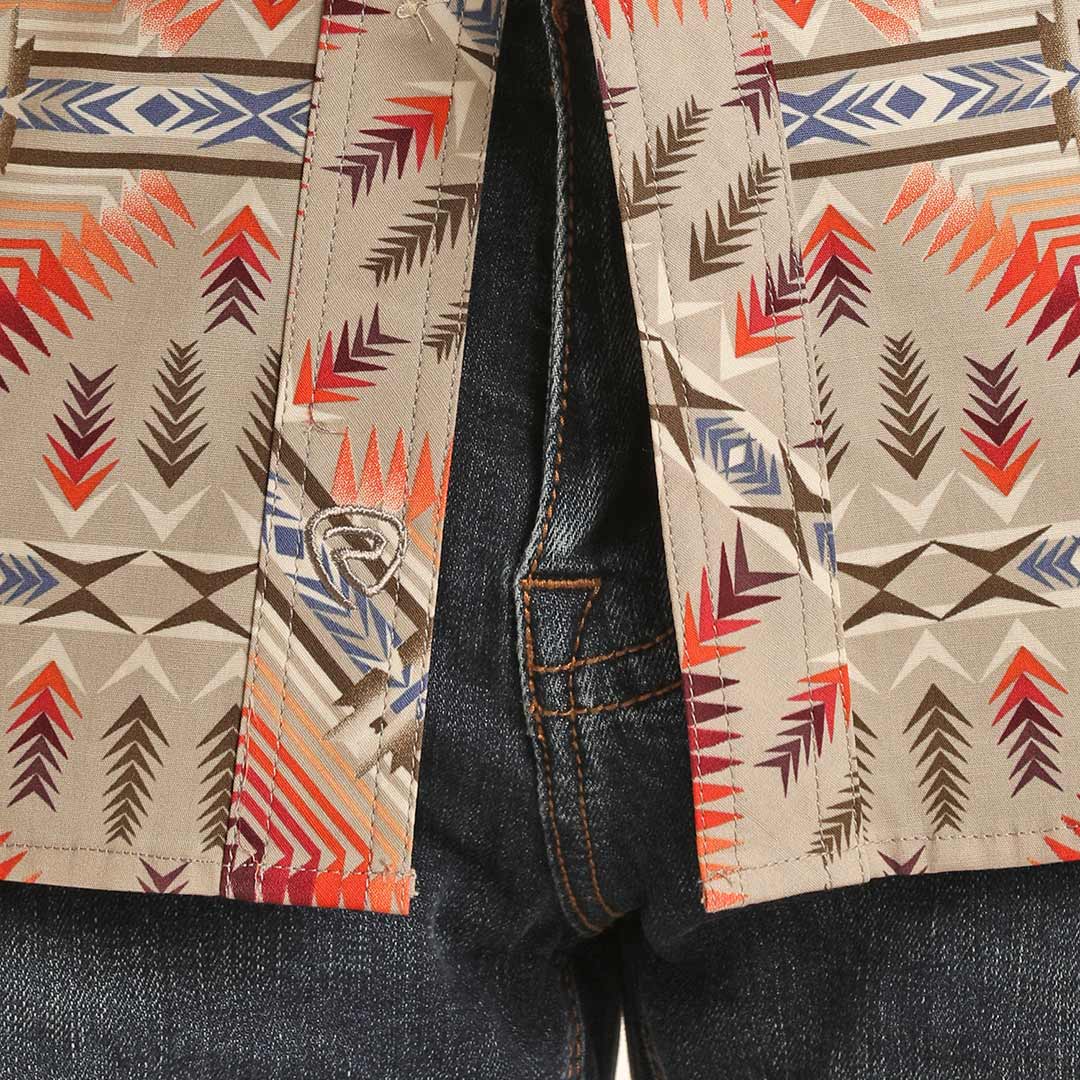 Rock & Roll Cowboy Men's Aztec Print Snap Shirt