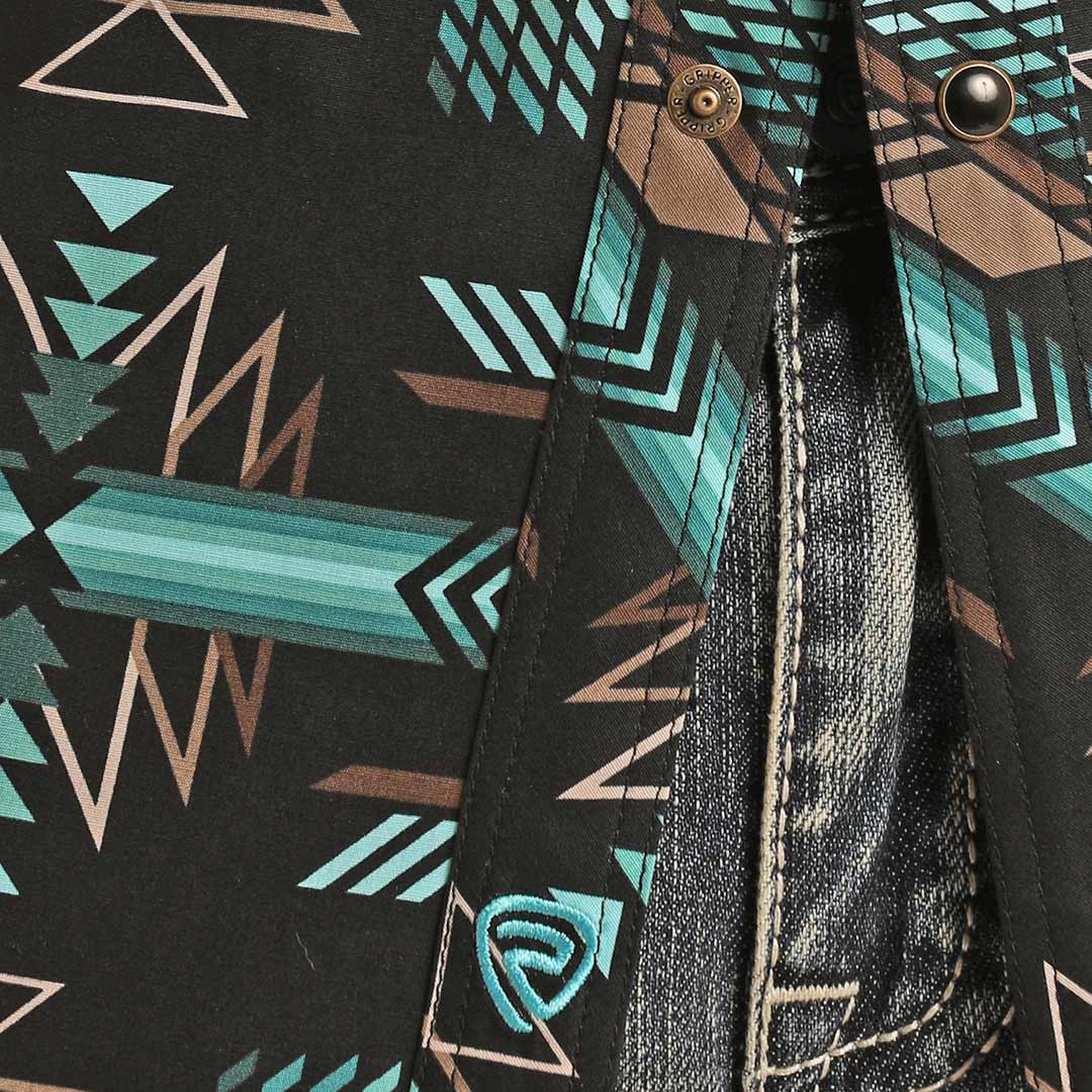 Rock & Roll Cowboy Men's Slim Fit Aztec Print Snap Shirt