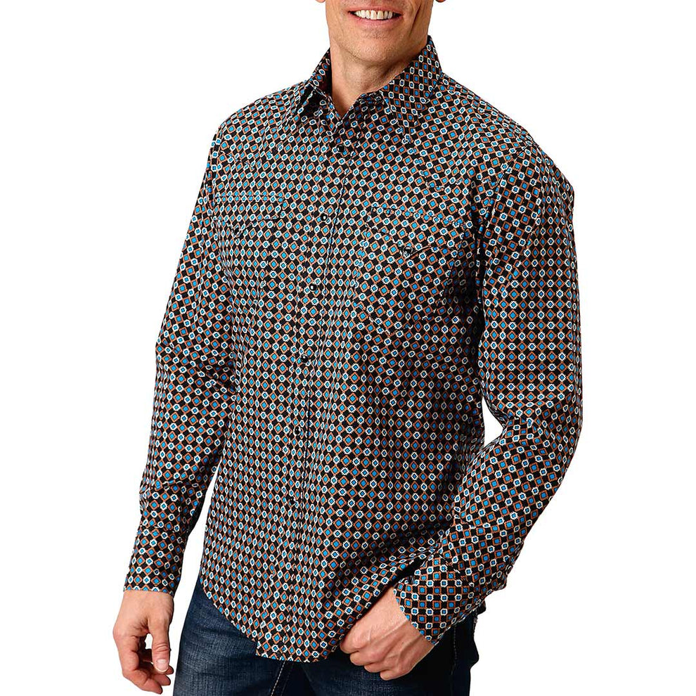 Roper Men's Aztec Medallion Print Snap Shirt