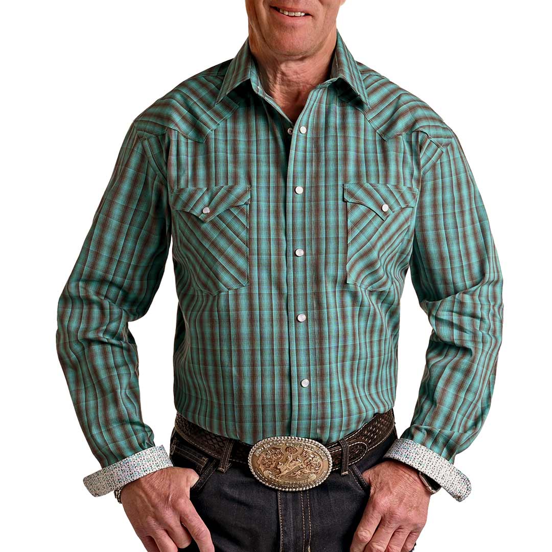 Rough Stock Men's Ombre Plaid Snap Shirt