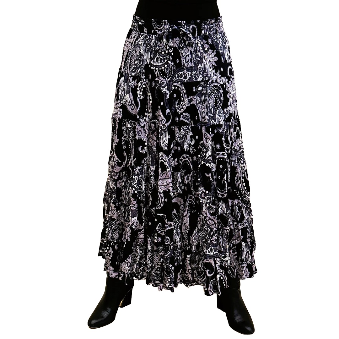 Wondrous Art Wear Women's Sequin Paisley Print 36" Skirt