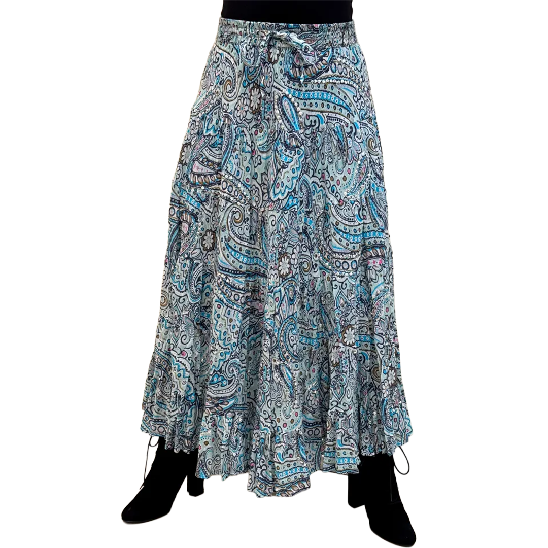 Wondrous Art Wear Women's Sequin Paisley Print 36" Skirt