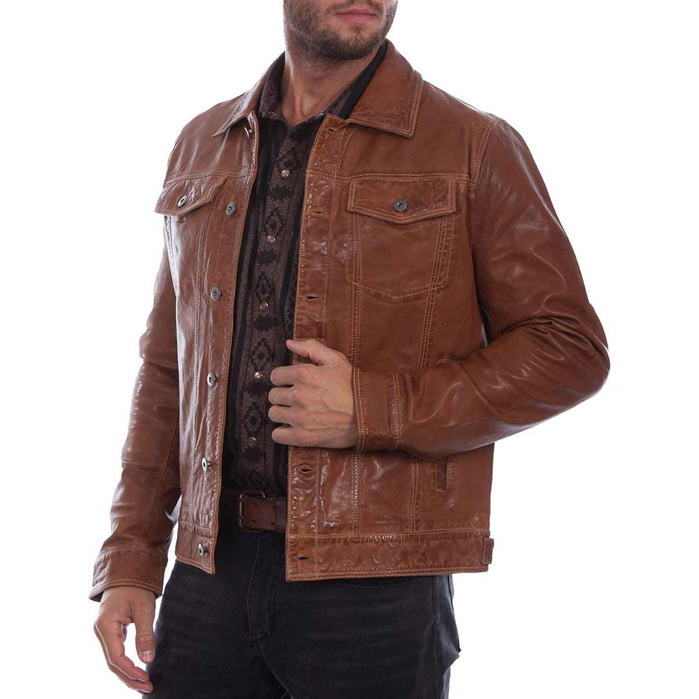 Scully Men's Denim Style Leather Jacket