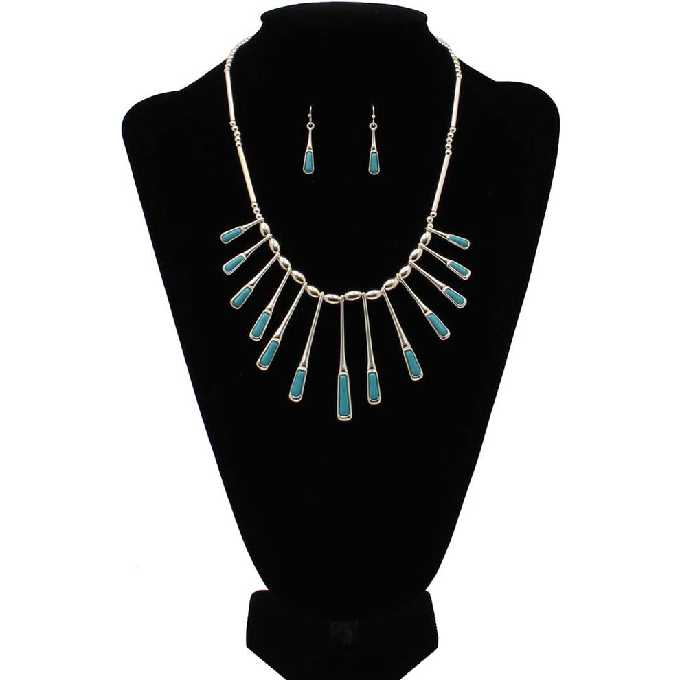 Silver Strike Women's Turquoise Paddle Jewelry Set