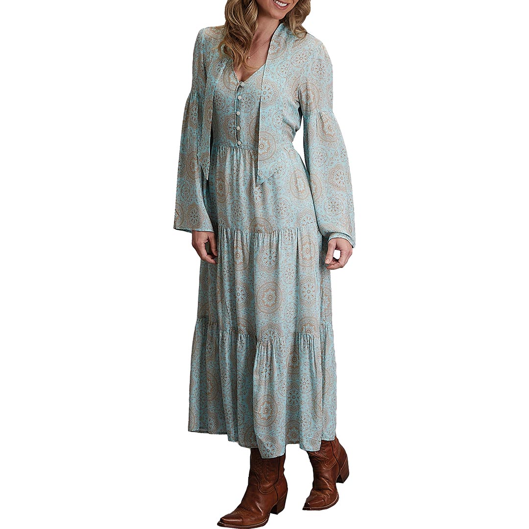 Stetson Women s Mandala Print Tie Neck Maxi Dress Lammle s Lammle s Western Wear