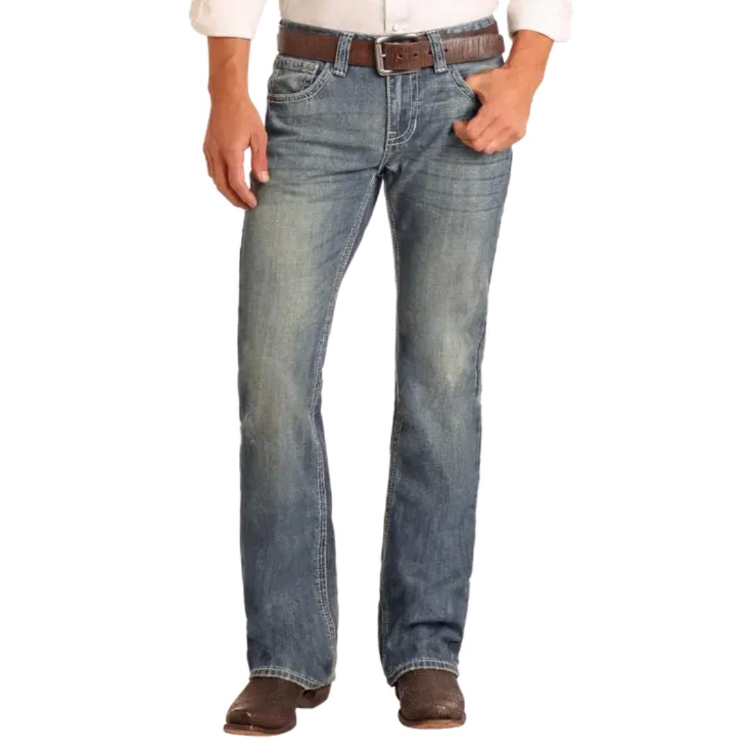 Rock & Roll Denim Men's Embroidery Bootcut Jeans