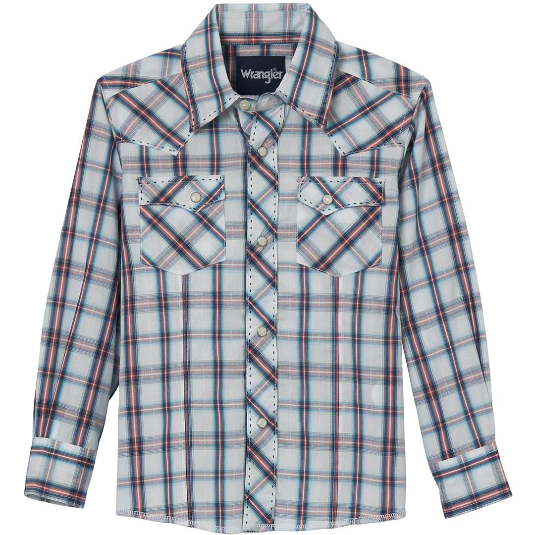Wrangler Boys' Match Dad Plaid Snap Shirt