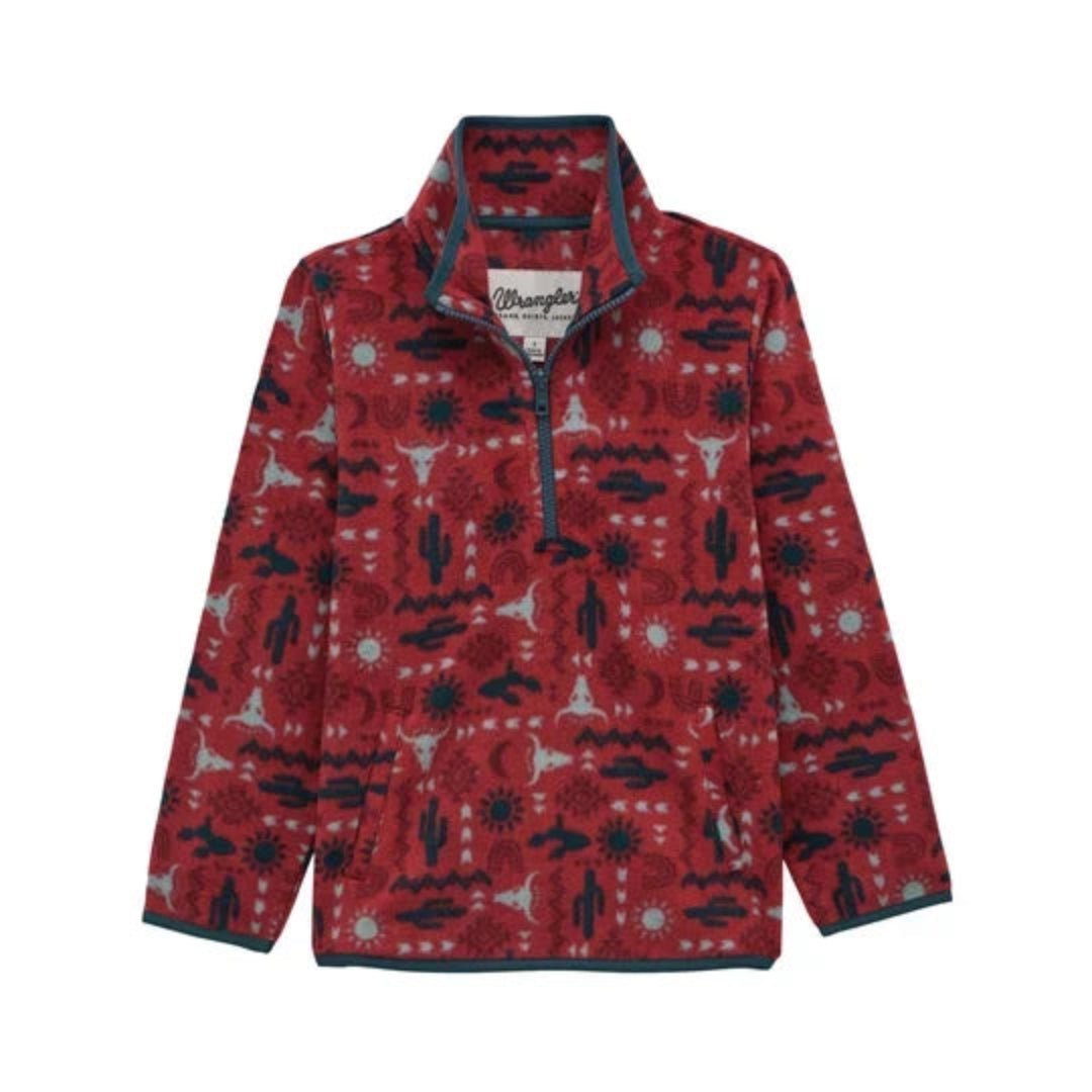 Wrangler Girls' Southwest Quarter-Zip Sherpa Pullover