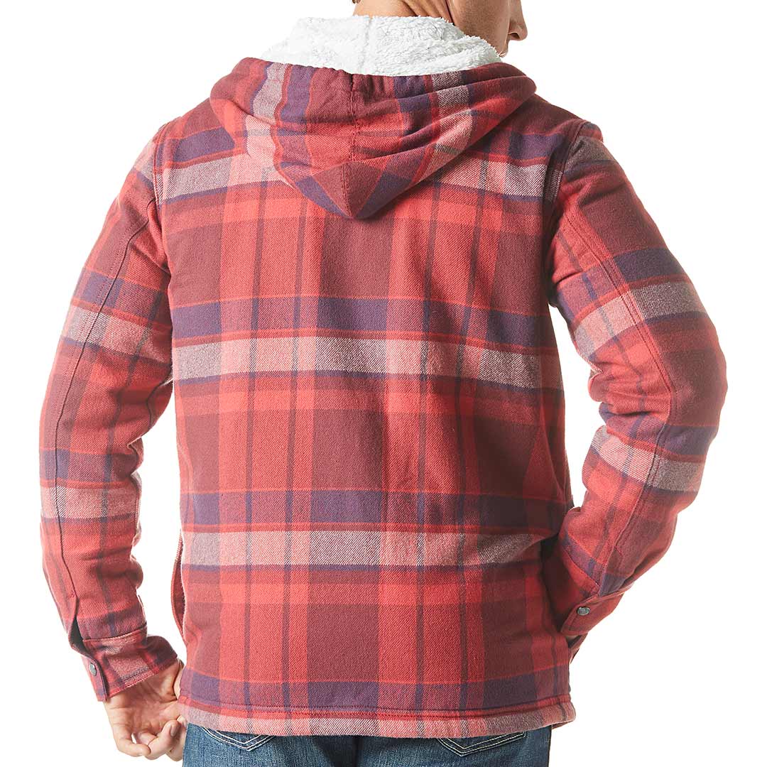 Wrangler Men's Sherpa Lined Flannel Hooded Shirt Jacket