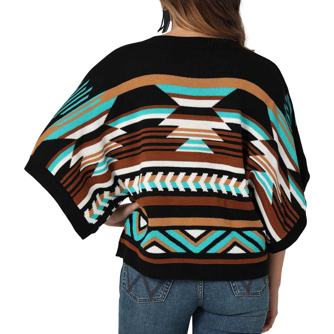 Wrangler Women' Draped Sleeve Boxy Poncho Sweater