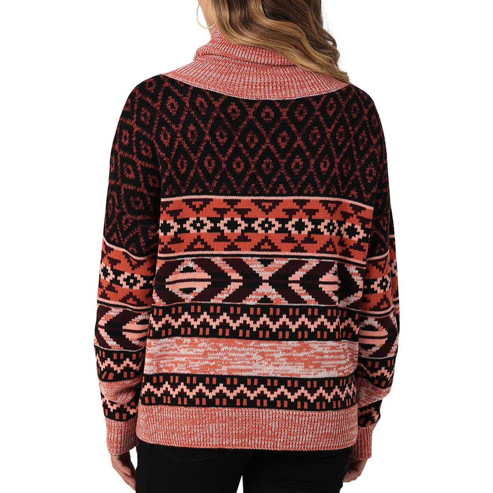 Wrangler Women's Geometric Print Turtleneck Sweater