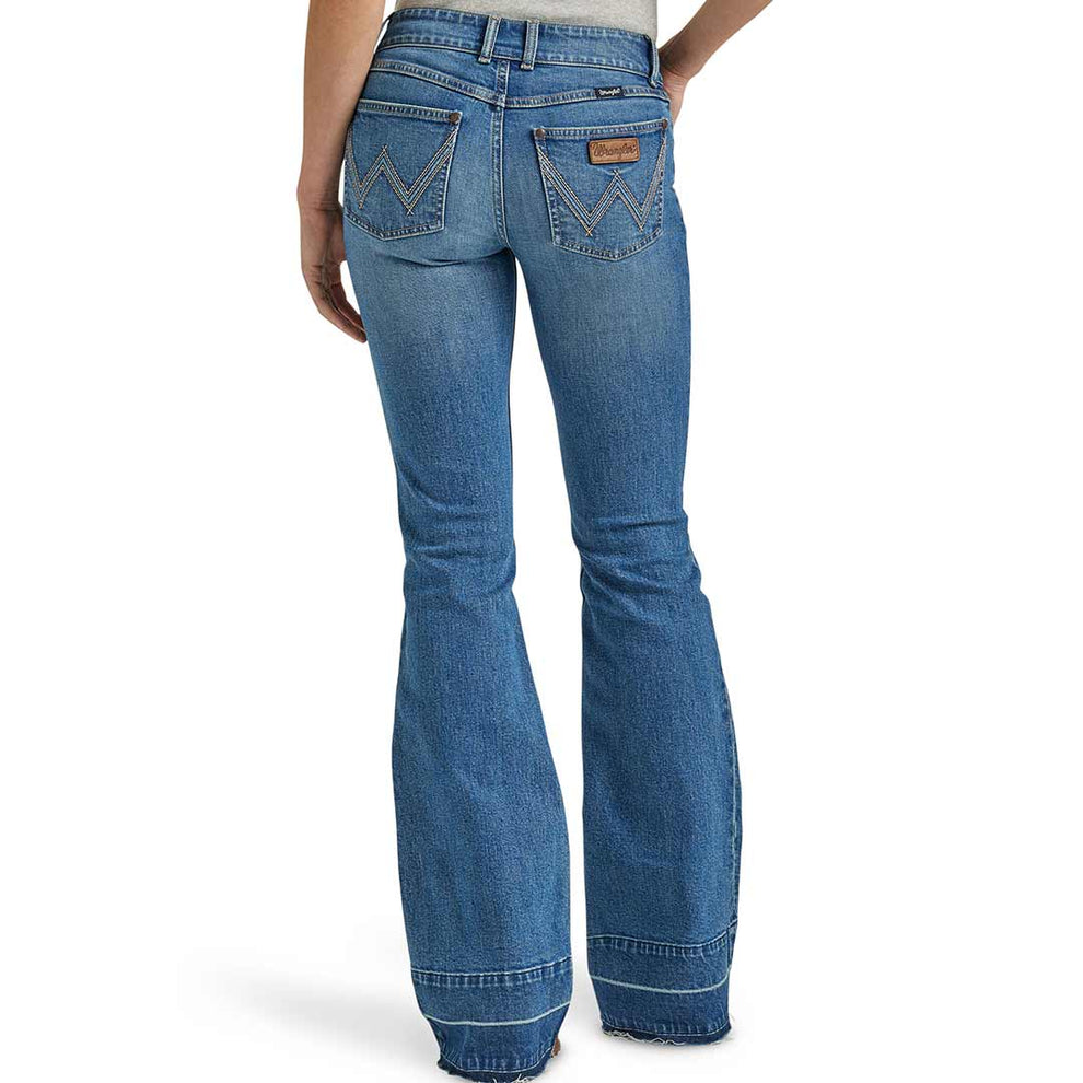Wrangler Women's Retro Mae Released Hem Mid Rise Trouser Jeans