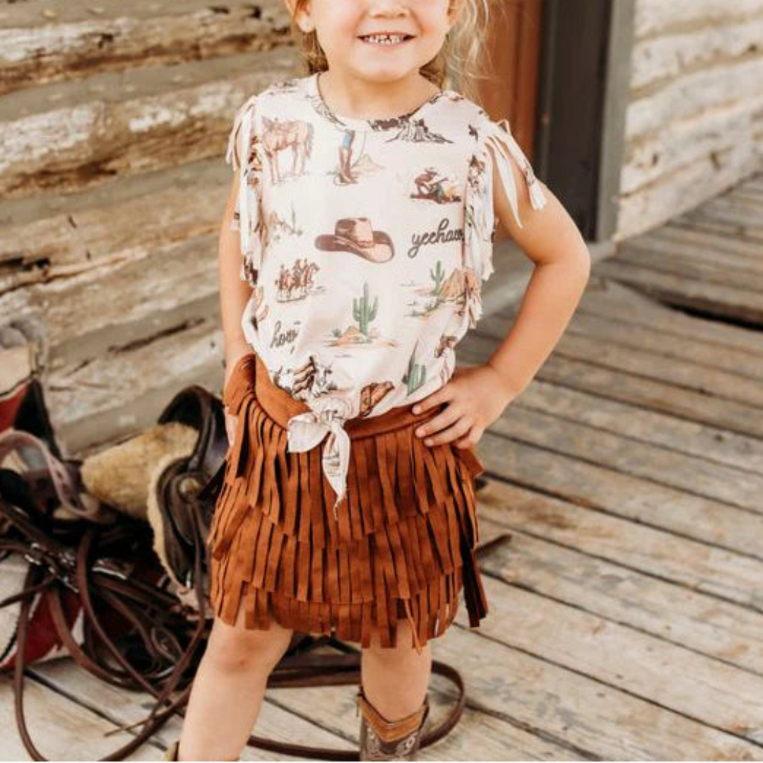 Shea Baby Toddler Girls' Out West Cowgirl Tie Shirt
