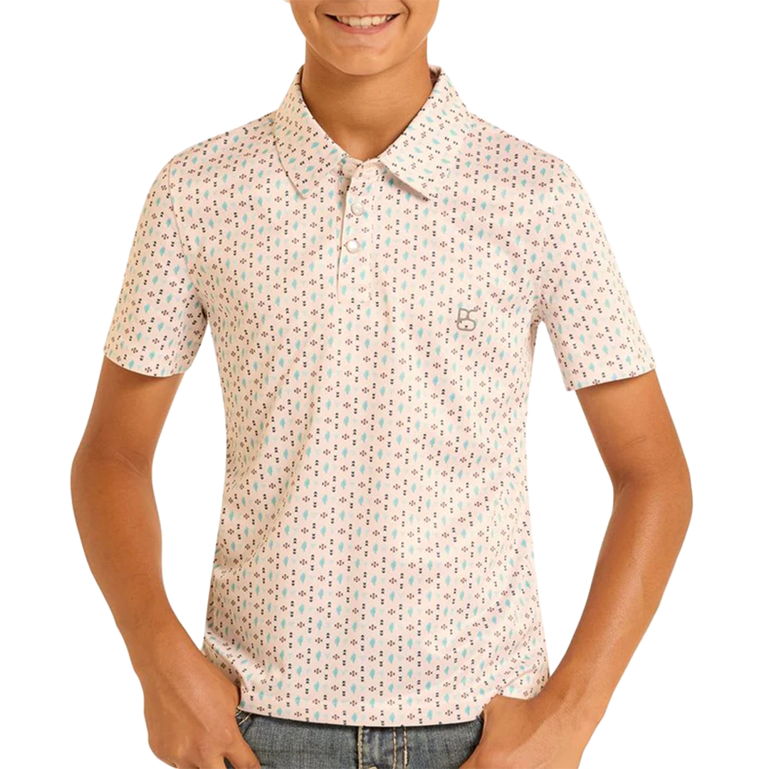 Panhandle Slim Boys' Micro Cactus Print Polo
