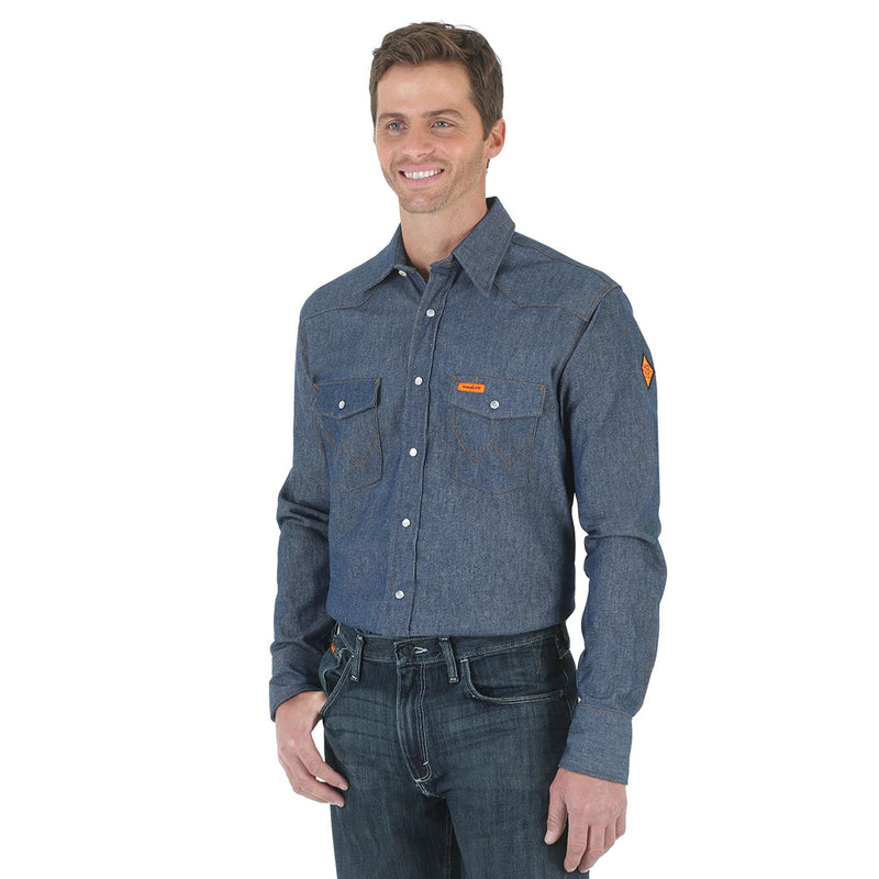 Wrangler Men's Flame Resistant Denim Work Shirt