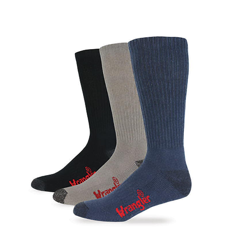 Wrangler Men's Casual Cotton Work Boot Sock - 3 Pack