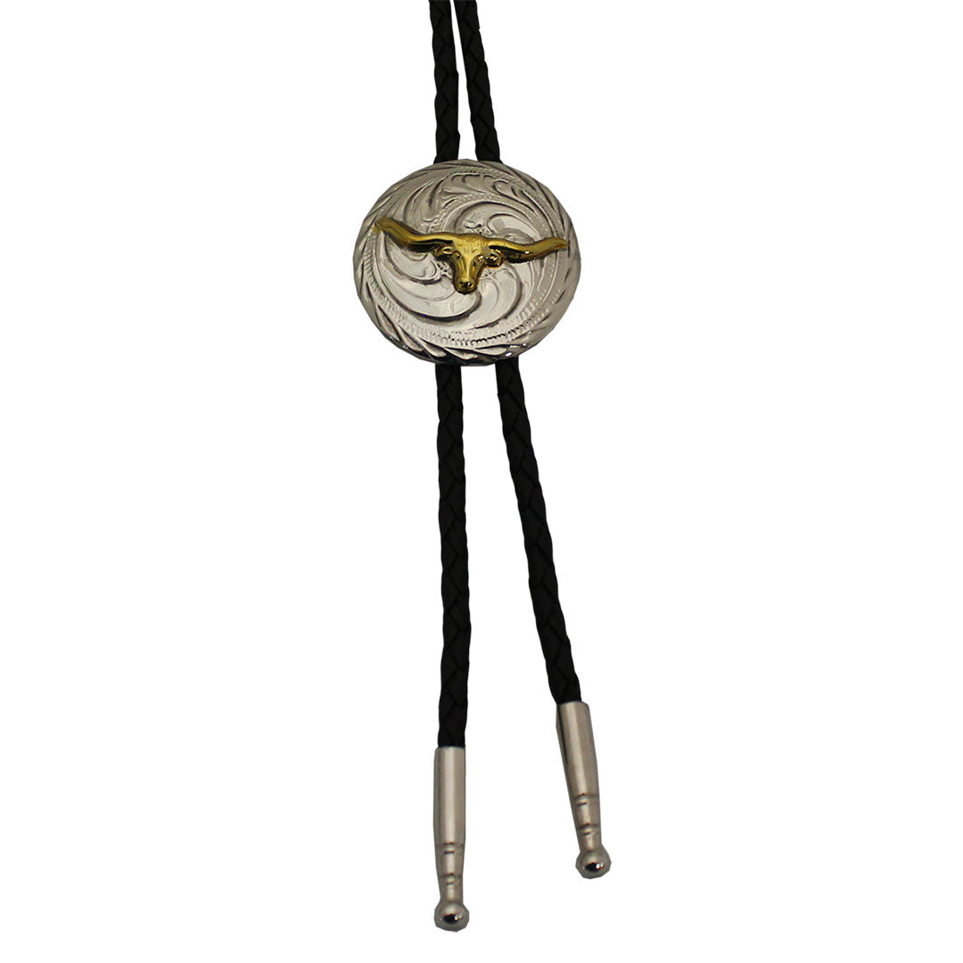 AndWest Silver & Gold Concho Bolo Tie
